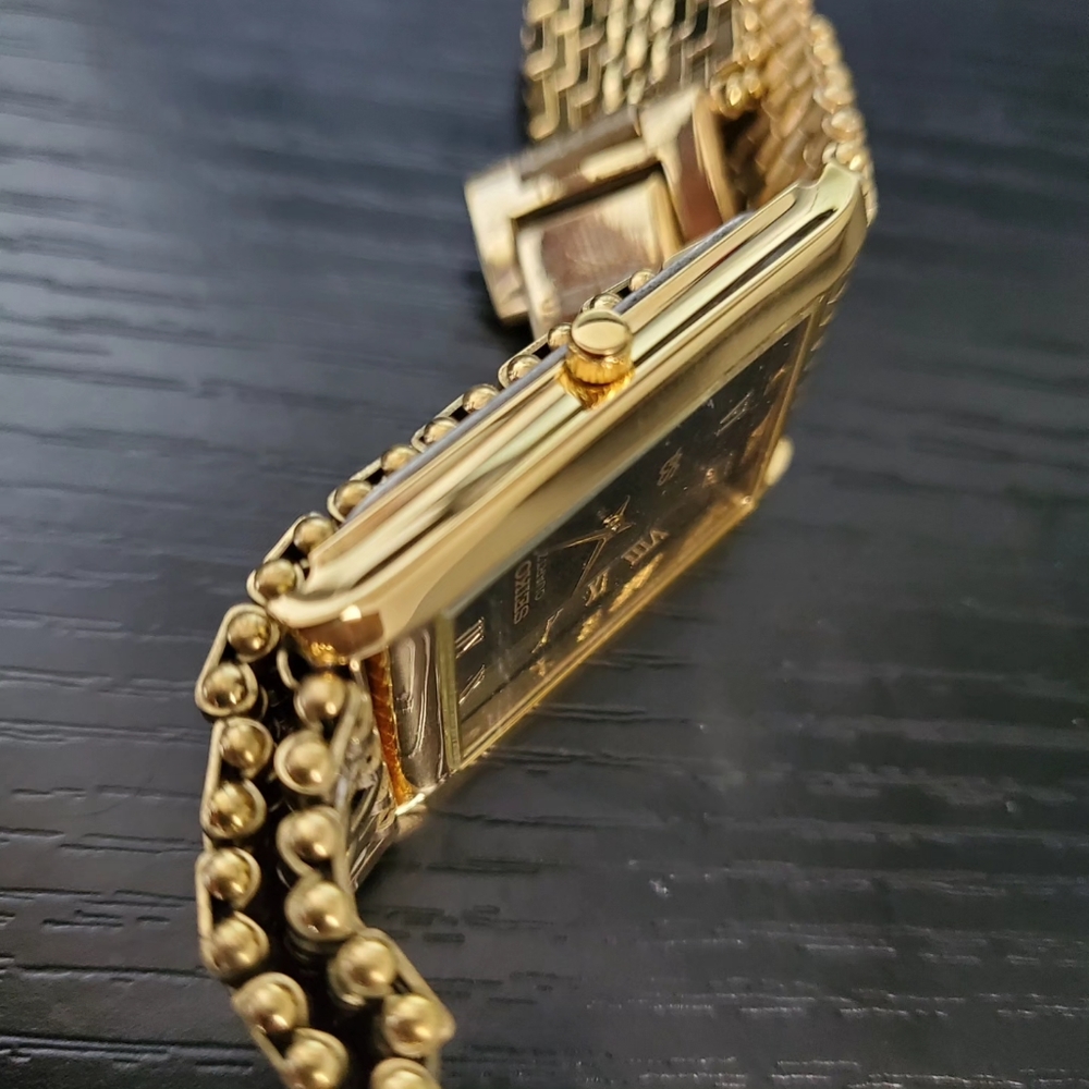 🔥NEW OLD STOCK - RARE - Vintage Seiko Slim Tank Quartz Men's Gold Wrist - Picture 3 of 4